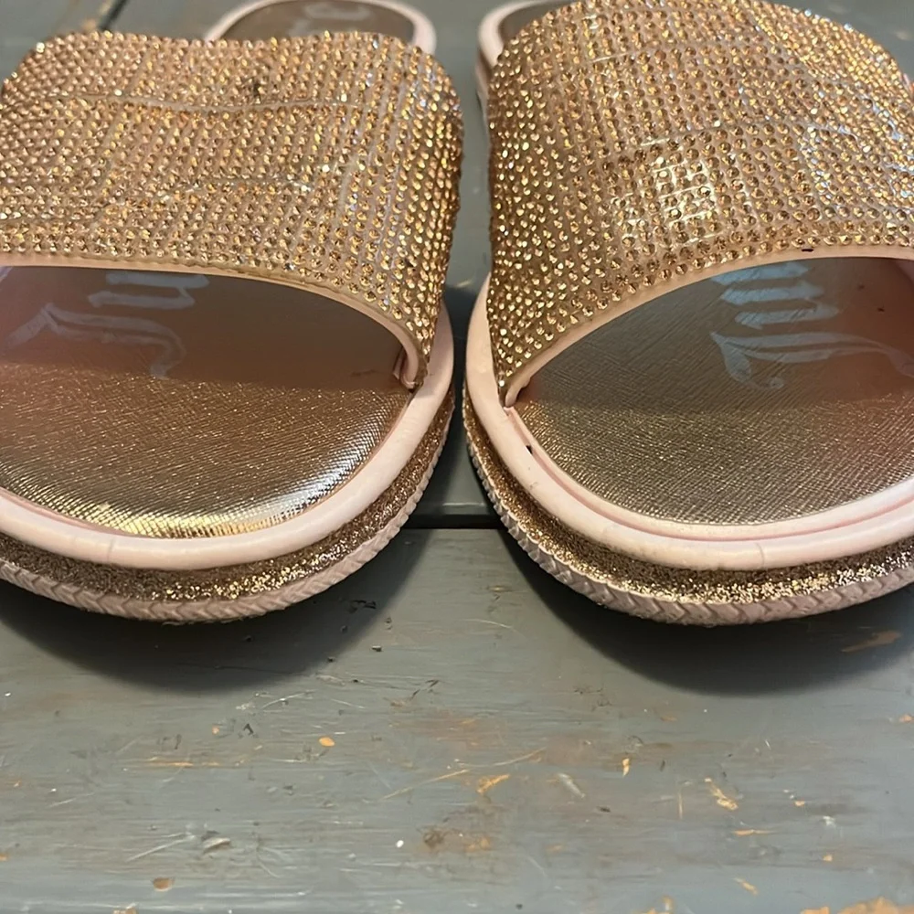 Juicy Couture Yippy Pink Rose Gold Embellished Slides 9 - Picture 2 of 7